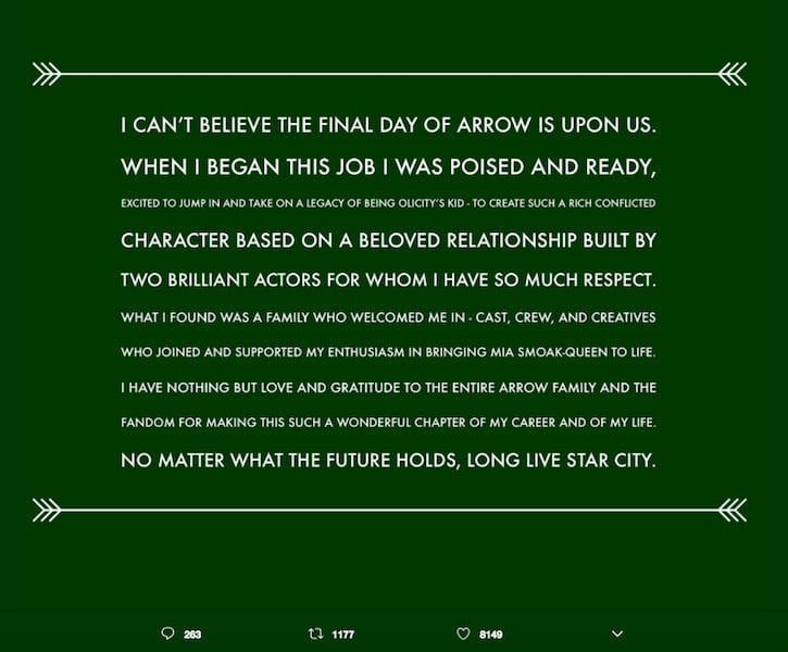 Da Stephen Amell A Colton Haynes I Messaggi D Addio Del Cast Di Arrow Pagina 4