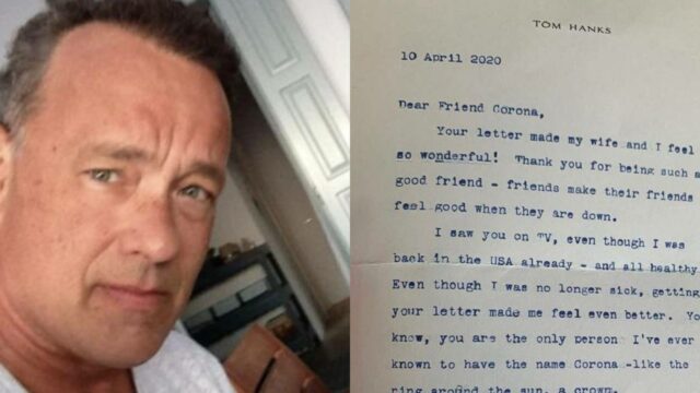 tom hanks lettera corona