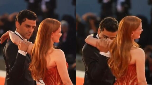 jessica chastain oscar isaac polemica red carpet venezia risposta