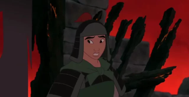 Mulan vede il villaggio distrutto