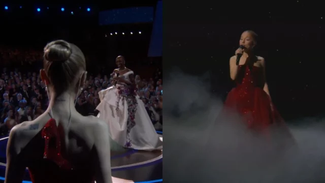 Ariana Grande scarpa rossa oscar 2025